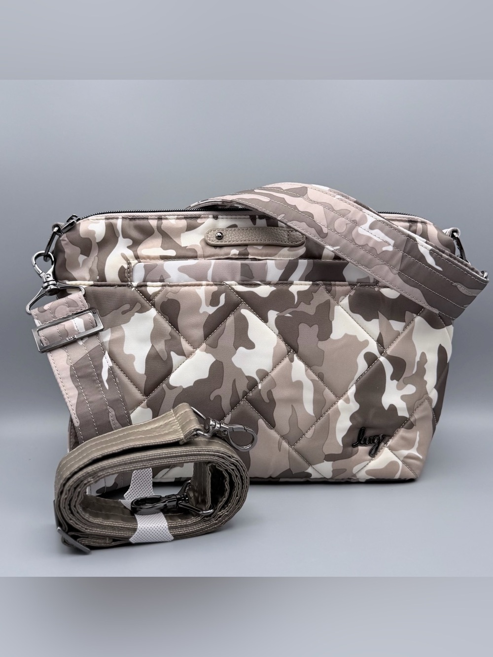 Lug Flare Crossbody Camo Taupe With 2 Straps NWOT Convertible Style